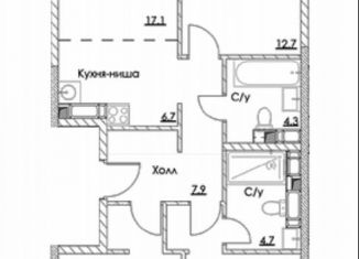 Трехкомнатная квартира на продажу, 84 м2, Москва, Михалковская улица, 48к1, метро Водный стадион