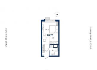 Продается квартира студия, 28.7 м2, Екатеринбург, метро Ботаническая, Онежская улица