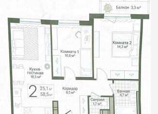 Продам 2-ком. квартиру, 58.5 м2, Санкт-Петербург, метро Озерки, Актёрский проезд, 2к1