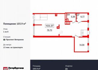 Продажа помещения свободного назначения, 103.9 м2, Санкт-Петербург, проспект Будённого, 19к1, Красносельский район