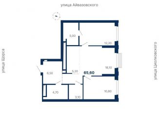 Продажа 2-комнатной квартиры, 65.6 м2, Екатеринбург, Московская улица, 247А, Ленинский район