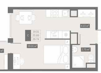 Продам квартиру студию, 26.7 м2, посёлок Шушары