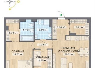 Продам трехкомнатную квартиру, 87.8 м2, поселок Маршала Жукова