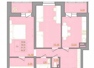 Двухкомнатная квартира на продажу, 65.8 м2, Ростов-на-Дону, ЖК Новый Горизонт