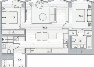 Продается двухкомнатная квартира, 75.7 м2, Москва, Береговой проезд, 2, ЖК Береговой-2