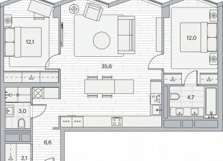 Продажа 2-комнатной квартиры, 75.6 м2, Москва, Береговой проезд, 2, ЖК Береговой-2