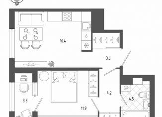 Продажа 1-комнатной квартиры, 42.4 м2, Санкт-Петербург, Измайловский бульвар, 11, метро Балтийская