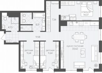 Продаю трехкомнатную квартиру, 99 м2, Тюмень, улица Геннадия Райкова, 19