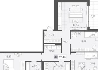 Продам 3-ком. квартиру, 97.1 м2, Тюмень