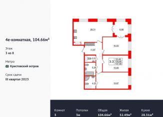 Продажа 3-комнатной квартиры, 104.5 м2, Санкт-Петербург, жилой комплекс Гранд Вью, к1, ЖК Гранд Вью