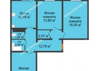 3-комнатная квартира на продажу, 84 м2, Нижний Новгород, ЖК Бурнаковский, Бурнаковская улица, 117