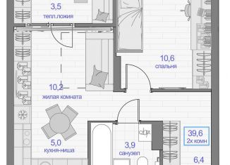 Продаю двухкомнатную квартиру, 39.6 м2, Красноярский край