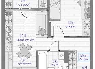 Продам двухкомнатную квартиру, 39.4 м2, Красноярский край