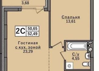 Продается двухкомнатная квартира, 52.5 м2, Новосибирск, улица Дмитрия Донского, 25/1, ЖК Классик Хаус