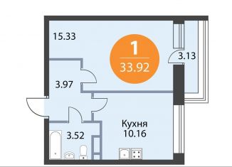 Однокомнатная квартира на продажу, 33.9 м2, деревня Скотное, Рождественская улица, 2, ЖК Ёлки Вилладж