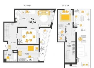3-комнатная квартира на продажу, 158.5 м2, Краснодар, улица имени В.Н. Мачуги, 166лит1/3, ЖК Сказка Град