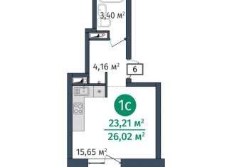 Продается 1-комнатная квартира, 23.2 м2, Тюмень, Центральный округ, Центральная площадь