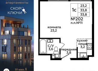 Продается квартира студия, 33.8 м2, Москва, 1-я Магистральная улица, 25, метро Хорошёвская