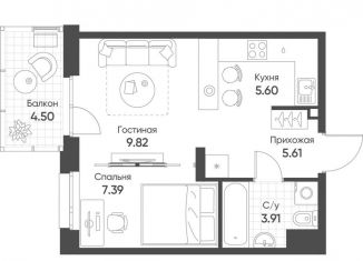 2-ком. квартира на продажу, 33.7 м2, Казань, Ново-Савиновский район