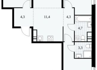 Продается четырехкомнатная квартира, 80.3 м2, поселение Сосенское, жилой комплекс Прокшино, 5.2.3