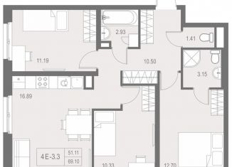 Продам трехкомнатную квартиру, 69.1 м2, Санкт-Петербург