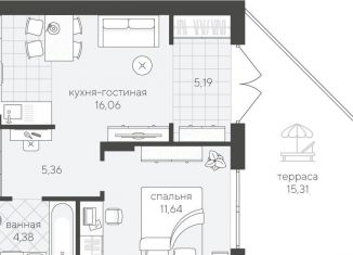 Продается 1-ком. квартира, 42.6 м2, Тюмень, ЖК Скандиа Квартал у Озера