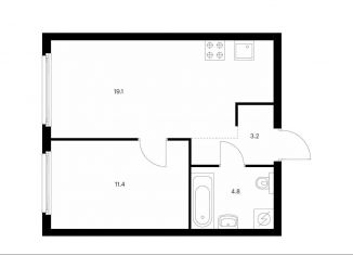 1-комнатная квартира на продажу, 38.5 м2, Москва, ЖК Барклая 6