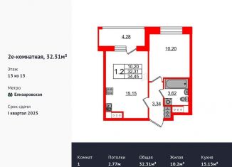 Продаю 1-комнатную квартиру, 32.3 м2, Санкт-Петербург, метро Елизаровская