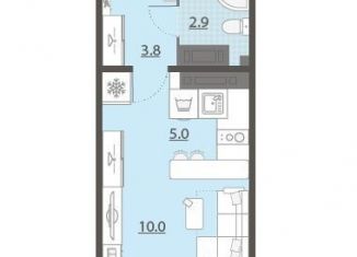 Продаю квартиру студию, 21.9 м2, Екатеринбург, Латвийская улица, 58/2, ЖК Хрустальные Ключи