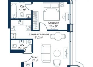 Продается 1-комнатная квартира, 41.8 м2, Москва, жилой комплекс Сити Бэй, к8, СЗАО