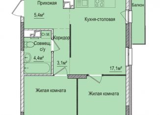 Продаю 2-комнатную квартиру, 52.4 м2, Ижевск, жилой район Строитель