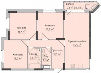 Трехкомнатная квартира на продажу, 84.3 м2, Ижевск, ЖК Холмогоровский