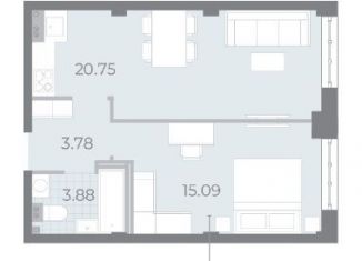 Продам 1-ком. квартиру, 43.7 м2, Санкт-Петербург, метро Чкаловская