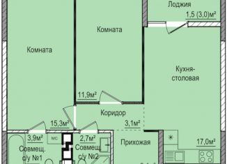 Продажа 2-ком. квартиры, 57.3 м2, Ижевск, Индустриальный район