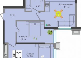 Продам 2-комнатную квартиру, 62.8 м2, Краснодар, улица имени Генерала Брусилова, 5лит1.1