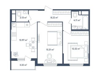 Продажа 3-комнатной квартиры, 57.9 м2, поселок Мещерино