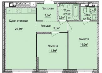 2-комнатная квартира на продажу, 60.5 м2, Ижевск, Устиновский район