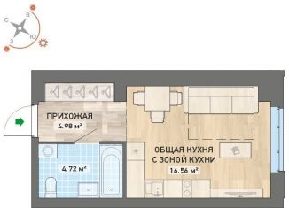 Продается квартира студия, 26.3 м2, Екатеринбург, метро Проспект Космонавтов, улица Краснофлотцев, 69