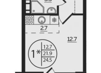 Квартира на продажу студия, 24.5 м2, Ростов-на-Дону, ЖК Западная Резиденция, жилой комплекс Западная Резиденция, лит9