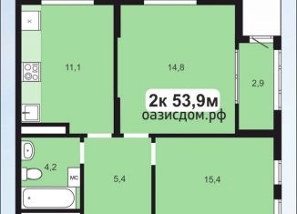 2-комнатная квартира на продажу, 54.3 м2, Ижевск, жилой район Строитель, улица Телегина, 101