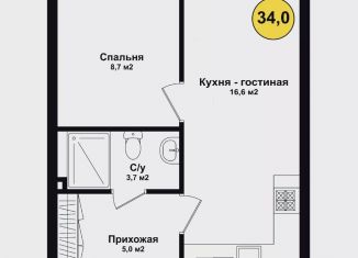 Продам 1-комнатную квартиру, 34 м2, Астрахань, Советский район