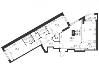 Продам 3-комнатную квартиру, 98 м2, Москва, ЖК Архитектор