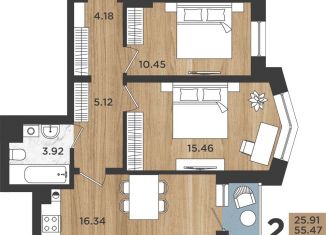 Продаю 2-ком. квартиру, 56.9 м2, Калининград, Батальная улица, 104, ЖК Дом на Батальной