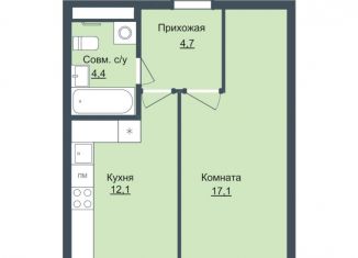 Продажа 1-ком. квартиры, 38.1 м2, Ижевск, ЖК Истории