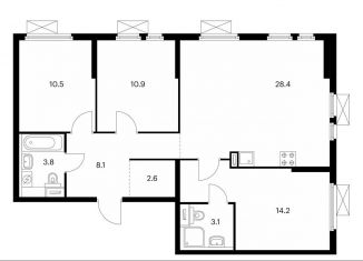 Продажа 3-комнатной квартиры, 81.6 м2, Котельники