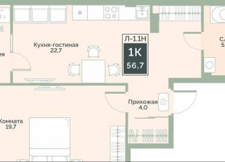 Продаю 1-комнатную квартиру, 56.7 м2, Курганская область, улица Витебского, 5