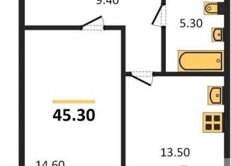 Продается 1-комнатная квартира, 45.3 м2, Новосибирск, Воинская улица, 69, метро Золотая Нива