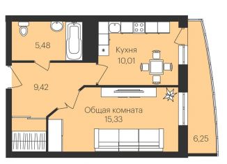 Продажа 1-комнатной квартиры, 43.4 м2, Мордовия, проспект Российской Армии