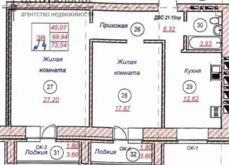 Продается двухкомнатная квартира, 73.5 м2, Казань, улица Рауиса Гареева, 90к3, ЖК Тулпар