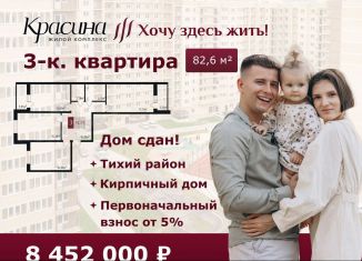3-комнатная квартира на продажу, 82.6 м2, Новороссийск, ЖК Красина